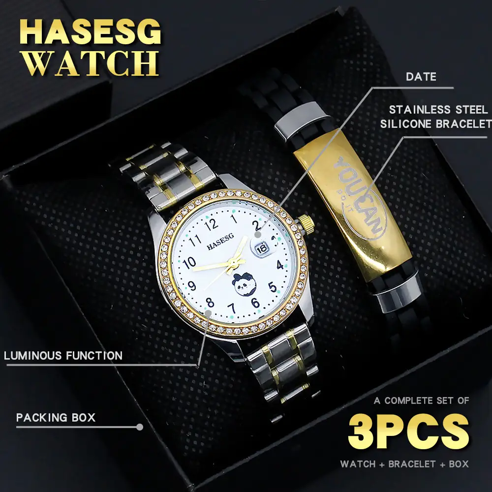Women's Quartz Watch with Gold Dial Steel Strap — feature 3