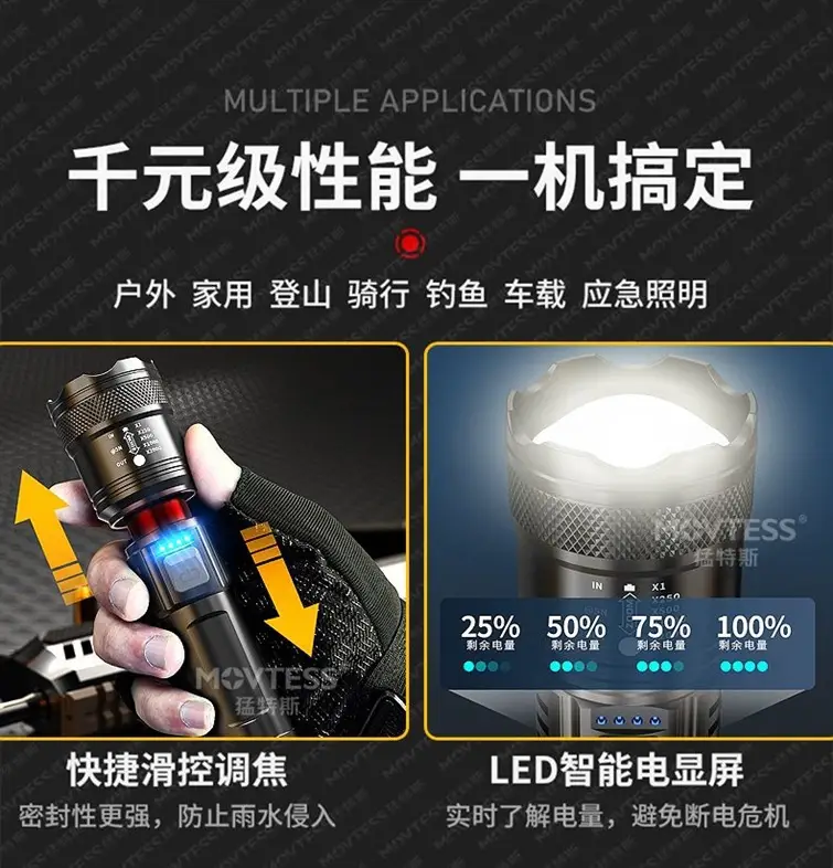 USB Rechargeable 4900N+ & 200N+ Flashlight Outdoor Emergency — feature 3