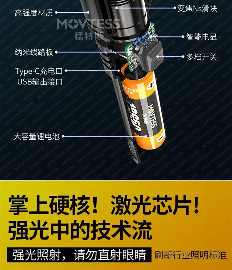USB Rechargeable 4900N+ & 200N+ Flashlight Outdoor Emergency — feature 7