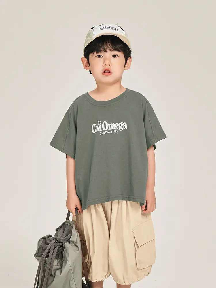 Boys T-Shirt White Brown Korean Style Summer Wear - Image 7