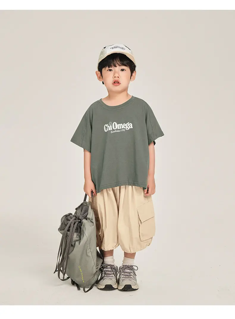 Boys T-Shirt White Brown Korean Style Summer Wear — feature 16