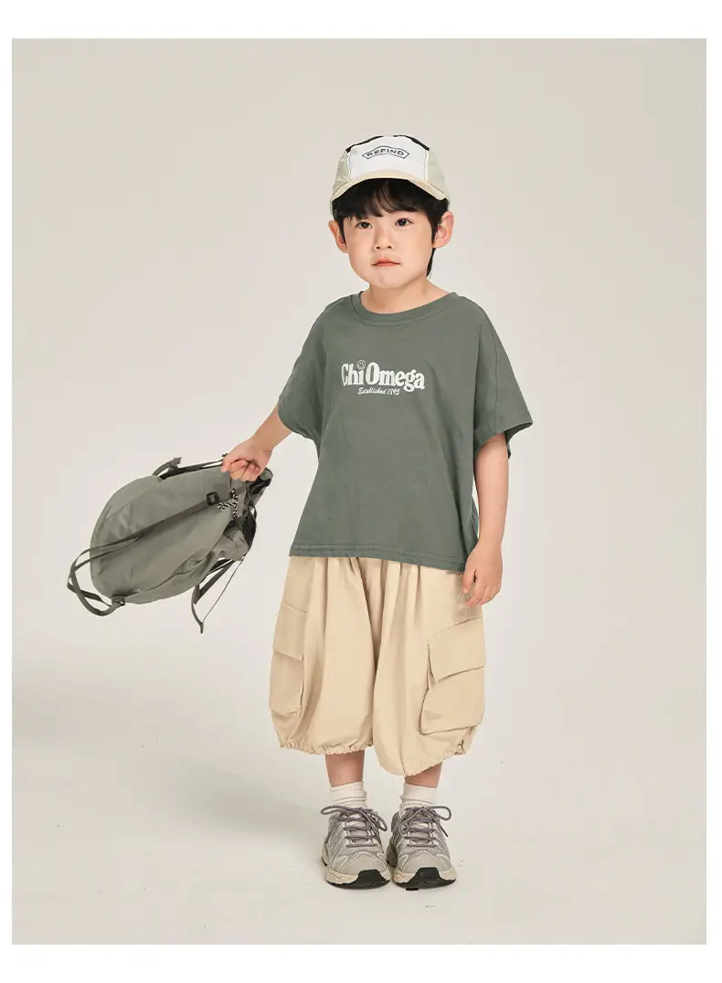 Boys T-Shirt White Brown Korean Style Summer Wear — feature 19