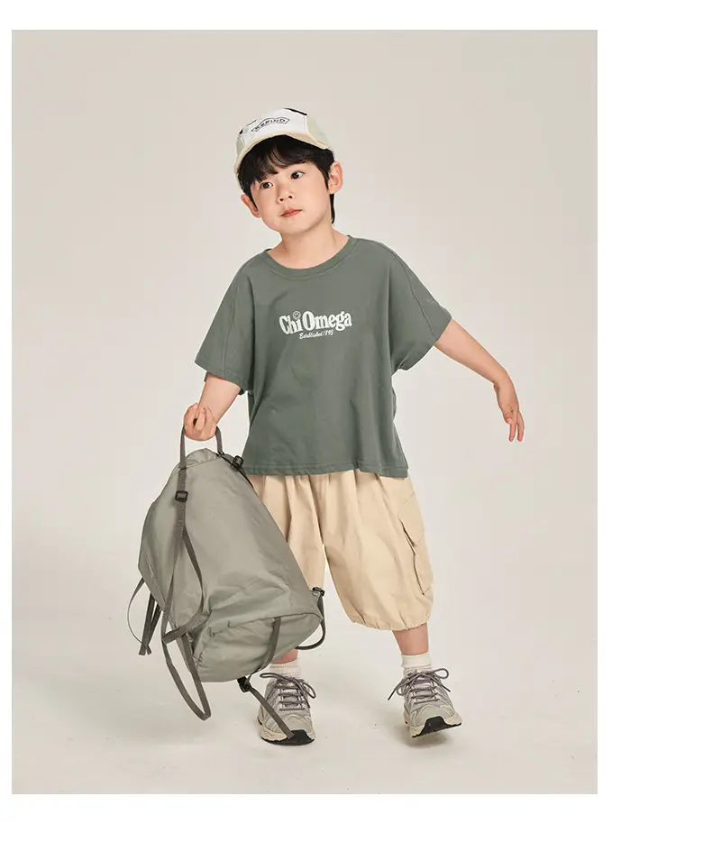Boys T-Shirt White Brown Korean Style Summer Wear — feature 20