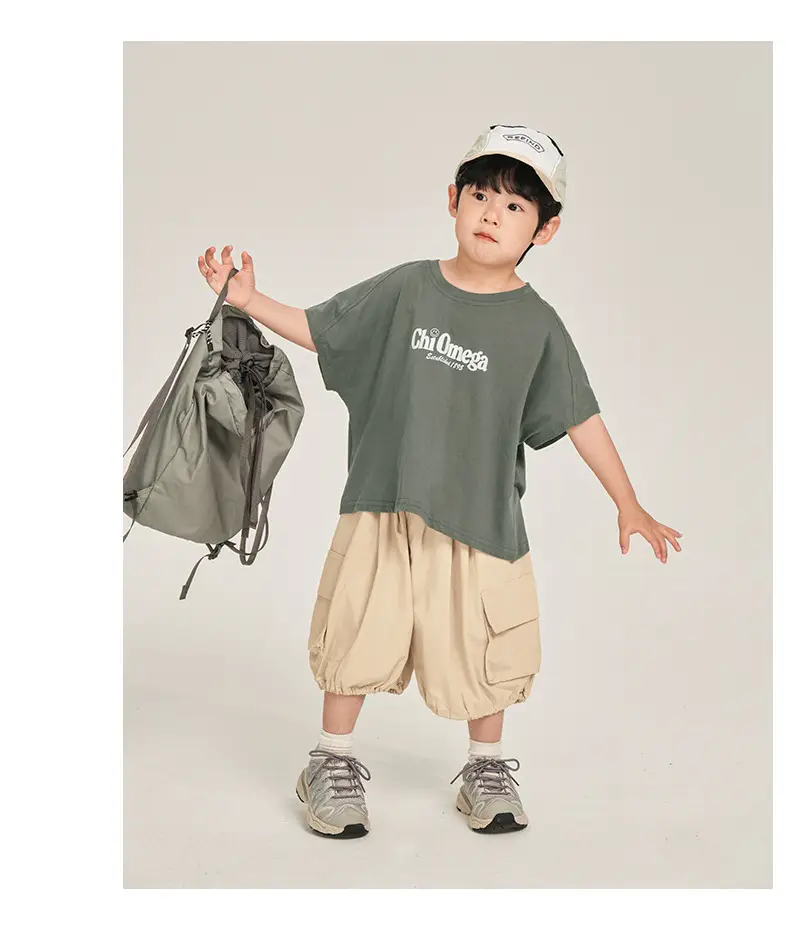 Boys T-Shirt White Brown Korean Style Summer Wear — feature 21