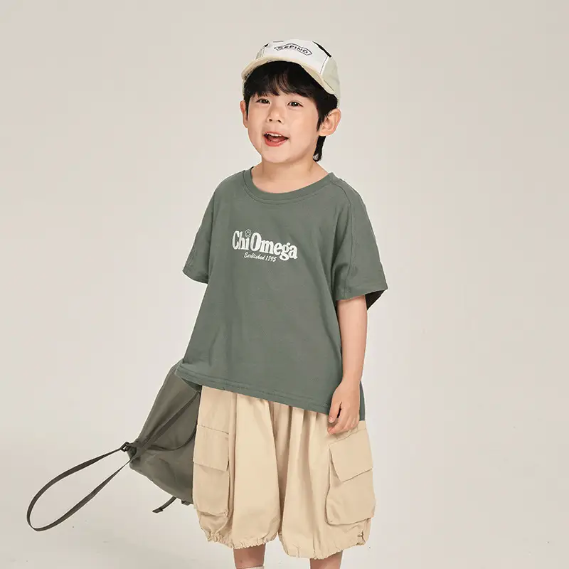 Boys T-Shirt White Brown Korean Style Summer Wear - Image 2