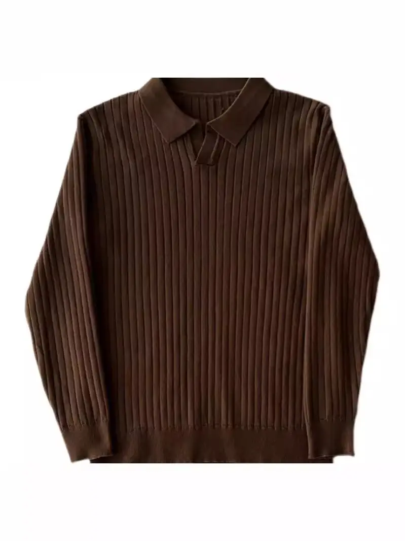 Men's White Knit Slim Fit Pullover Spring Autumn - Image 8