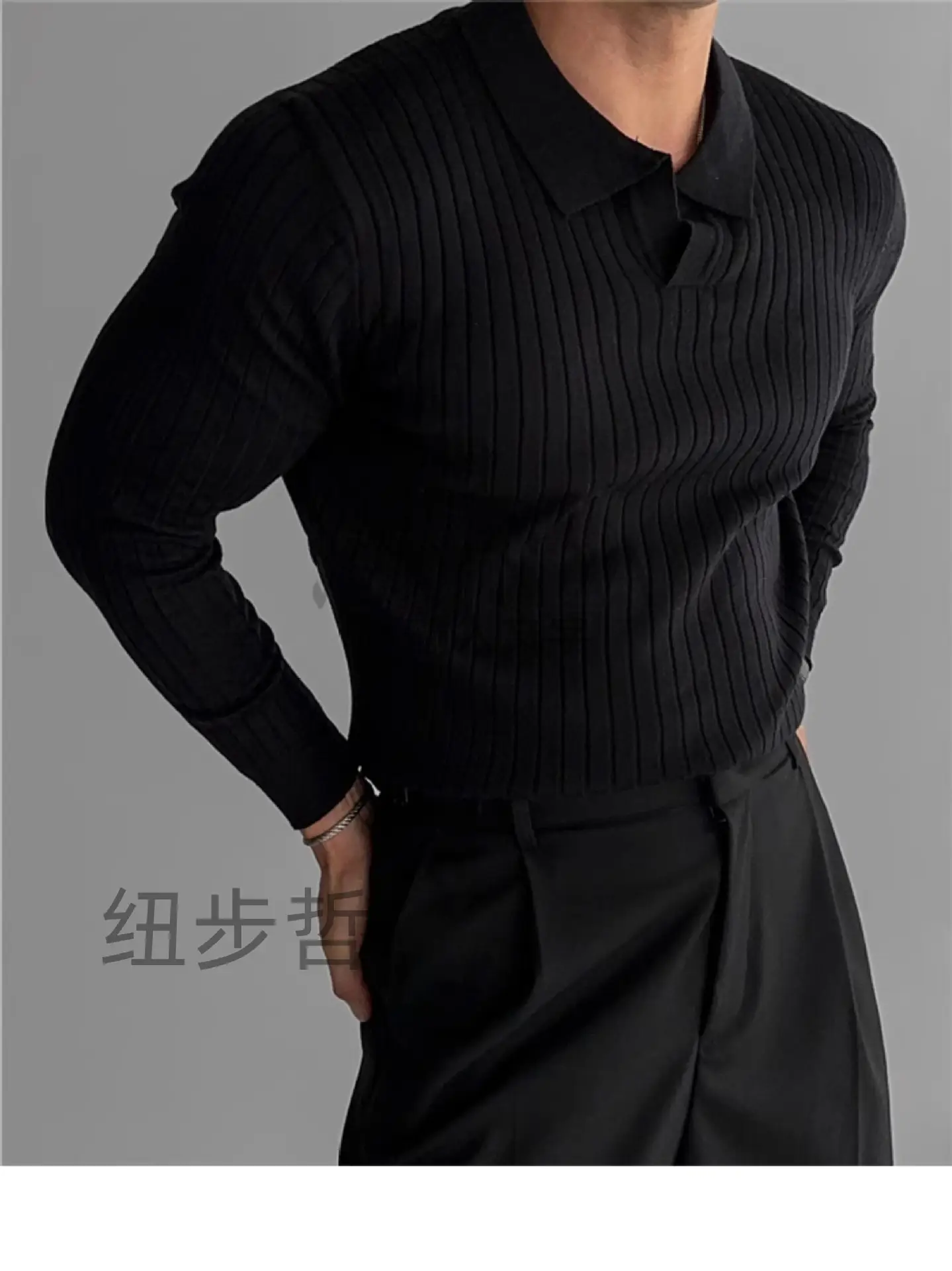 Men's White Knit Slim Fit Pullover Spring Autumn — feature 10