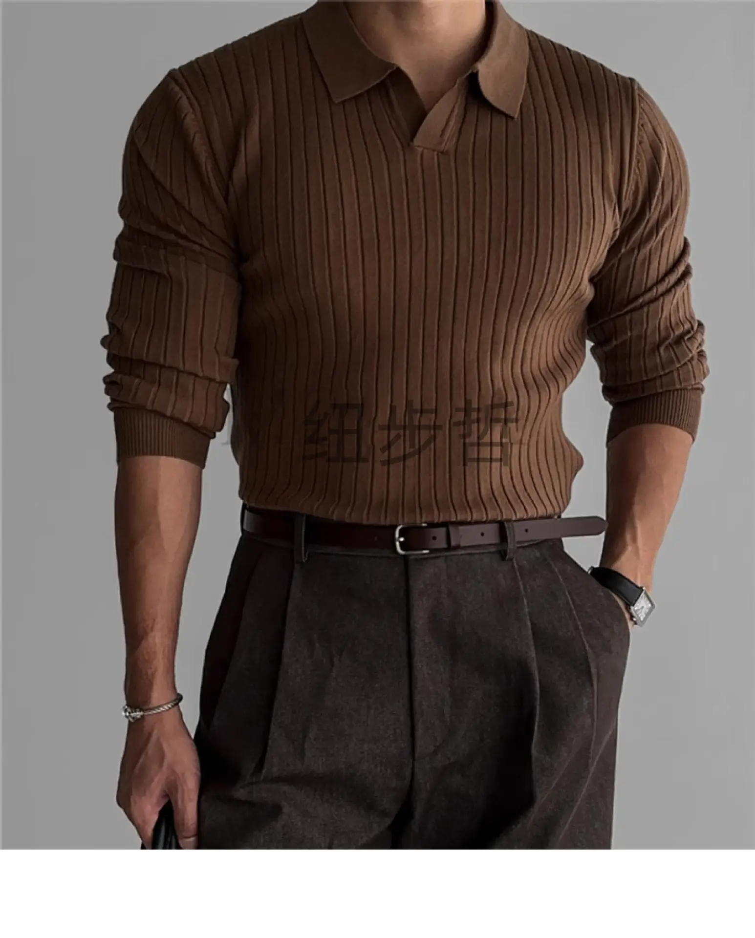 Men's White Knit Slim Fit Pullover Spring Autumn — feature 13