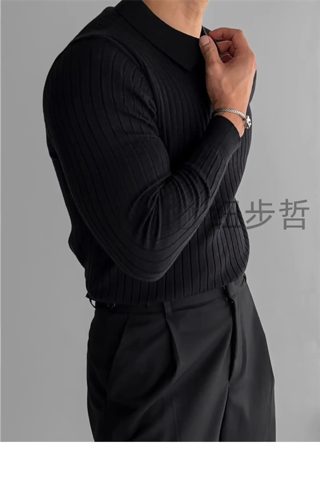 Men's White Knit Slim Fit Pullover Spring Autumn — feature 9
