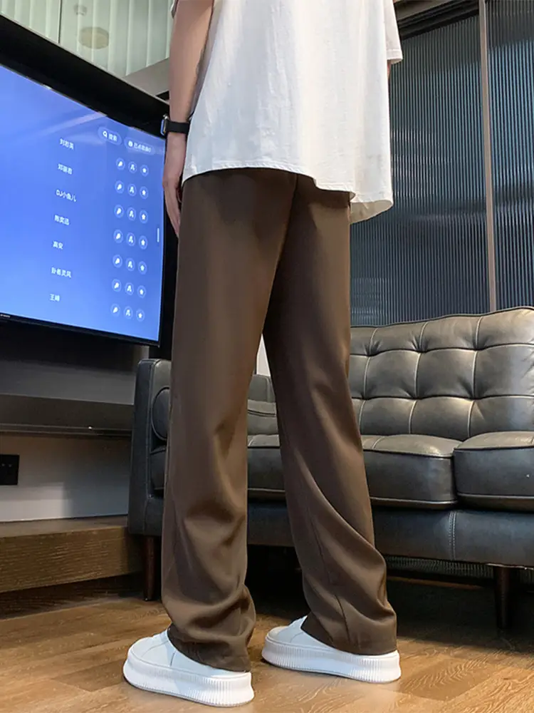 Men's Black Casual Pants American Style Loose Straight Fit
