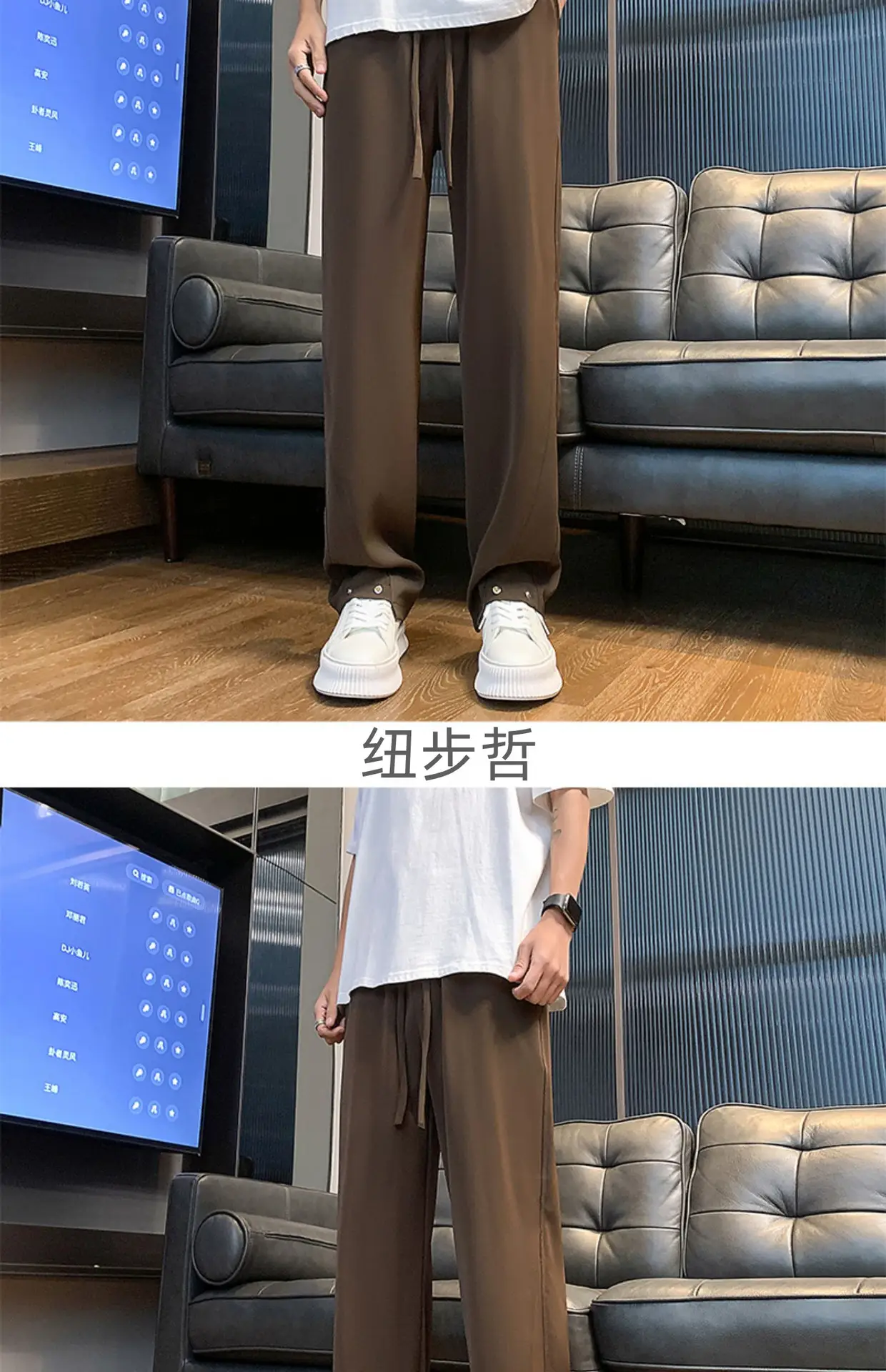 Men's Black Casual Pants American Style Loose Straight Fit — feature 3