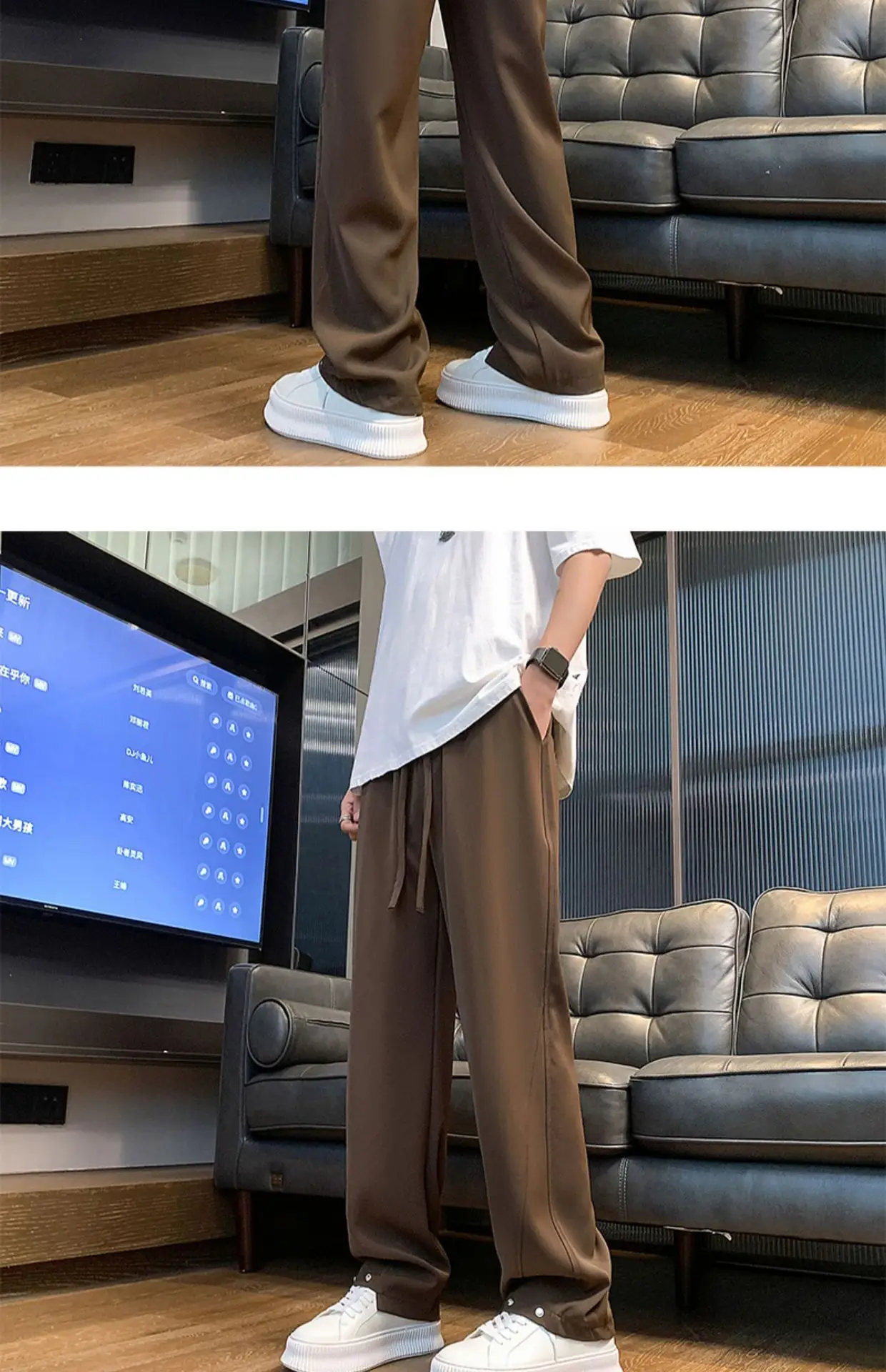 Men's Black Casual Pants American Style Loose Straight Fit — feature 6