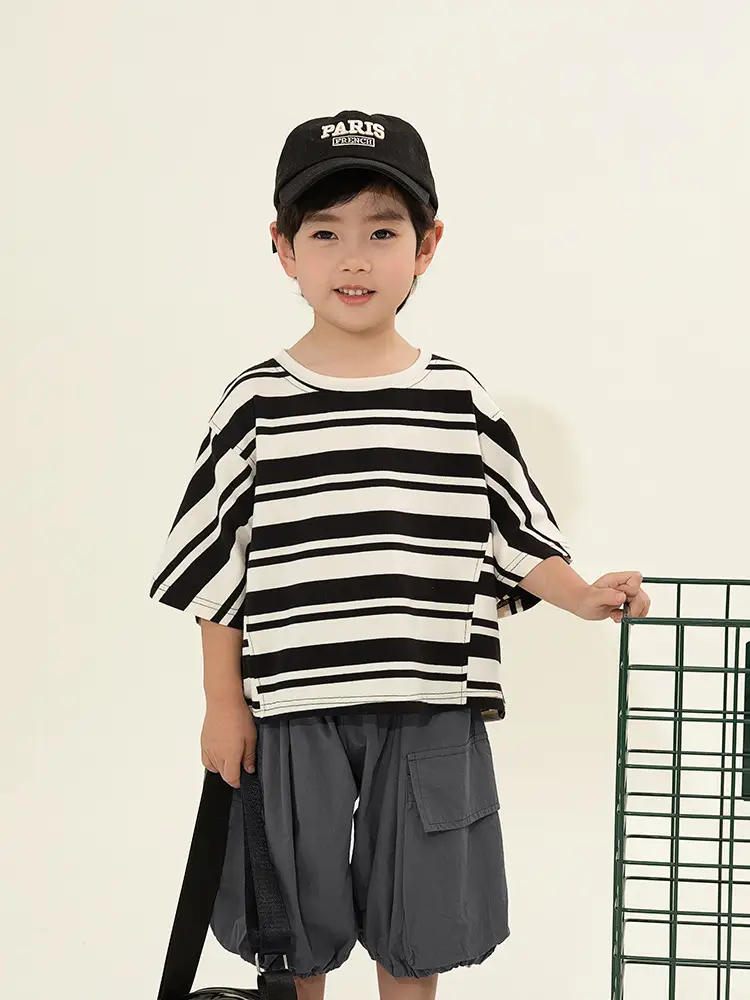 Kids Striped T-Shirt Short Sleeve Boys Summer Wear