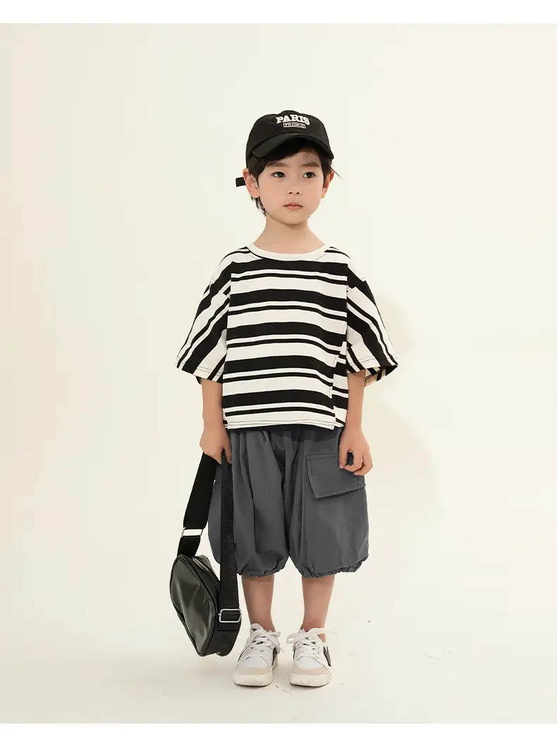 Kids Striped T-Shirt Short Sleeve Boys Summer Wear — feature 16