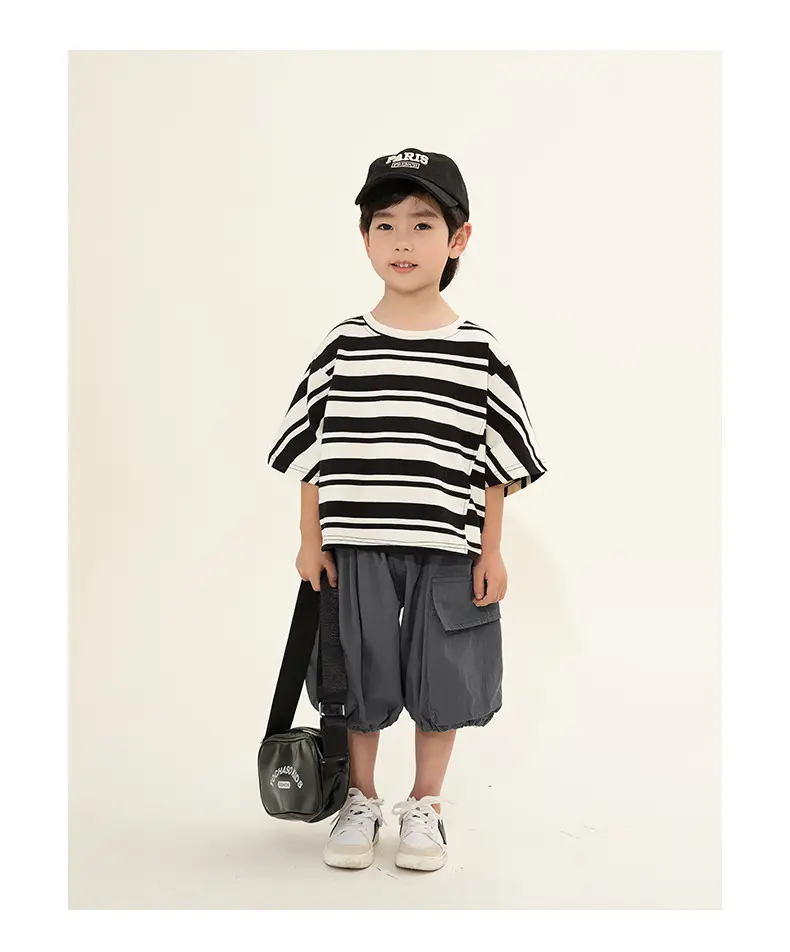 Kids Striped T-Shirt Short Sleeve Boys Summer Wear — feature 17