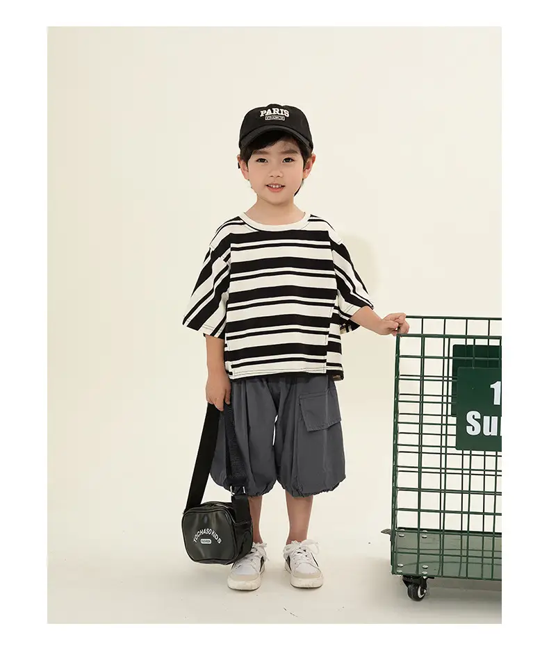 Kids Striped T-Shirt Short Sleeve Boys Summer Wear — feature 18