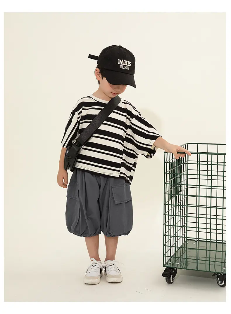 Kids Striped T-Shirt Short Sleeve Boys Summer Wear — feature 19
