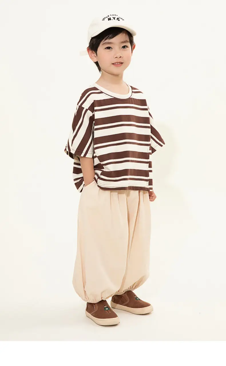Kids Striped T-Shirt Short Sleeve Boys Summer Wear — feature 2