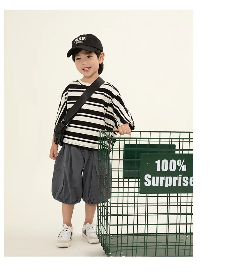 Kids Striped T-Shirt Short Sleeve Boys Summer Wear — feature 20