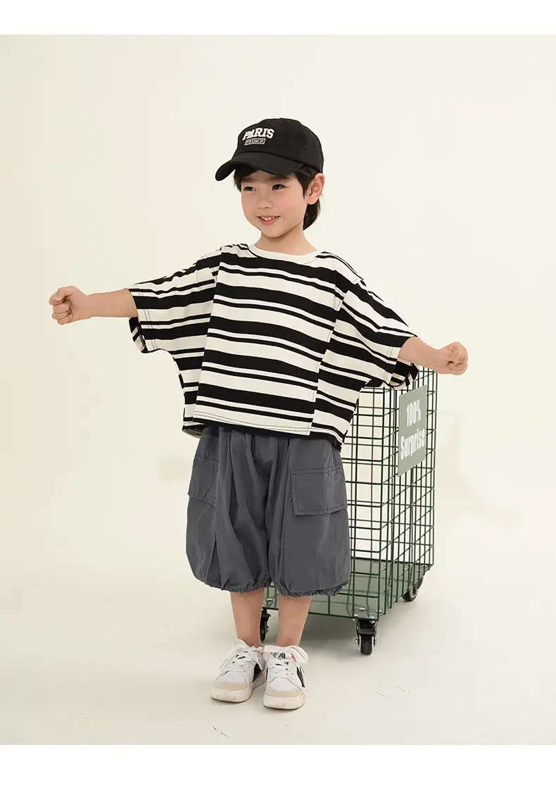 Kids Striped T-Shirt Short Sleeve Boys Summer Wear — feature 22
