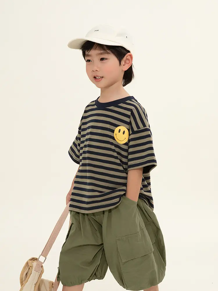 Boys Striped T-Shirt Shorts Set Korean Style Summer - Image 3
