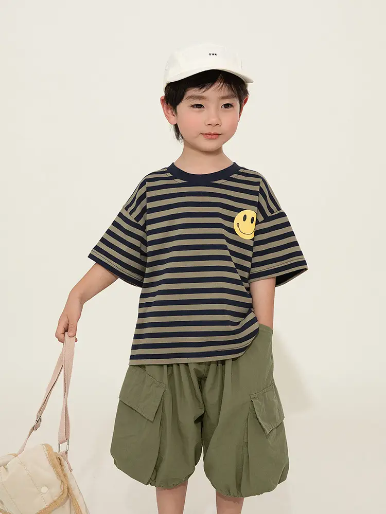 Boys Striped T-Shirt Shorts Set Korean Style Summer - Image 4