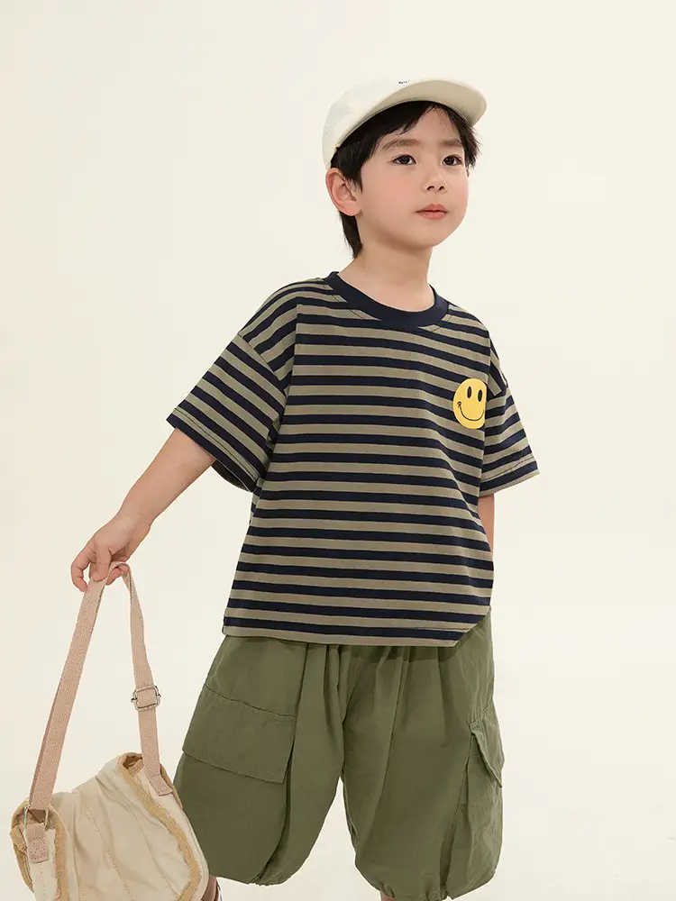 Boys Striped T-Shirt Shorts Set Korean Style Summer - Image 5