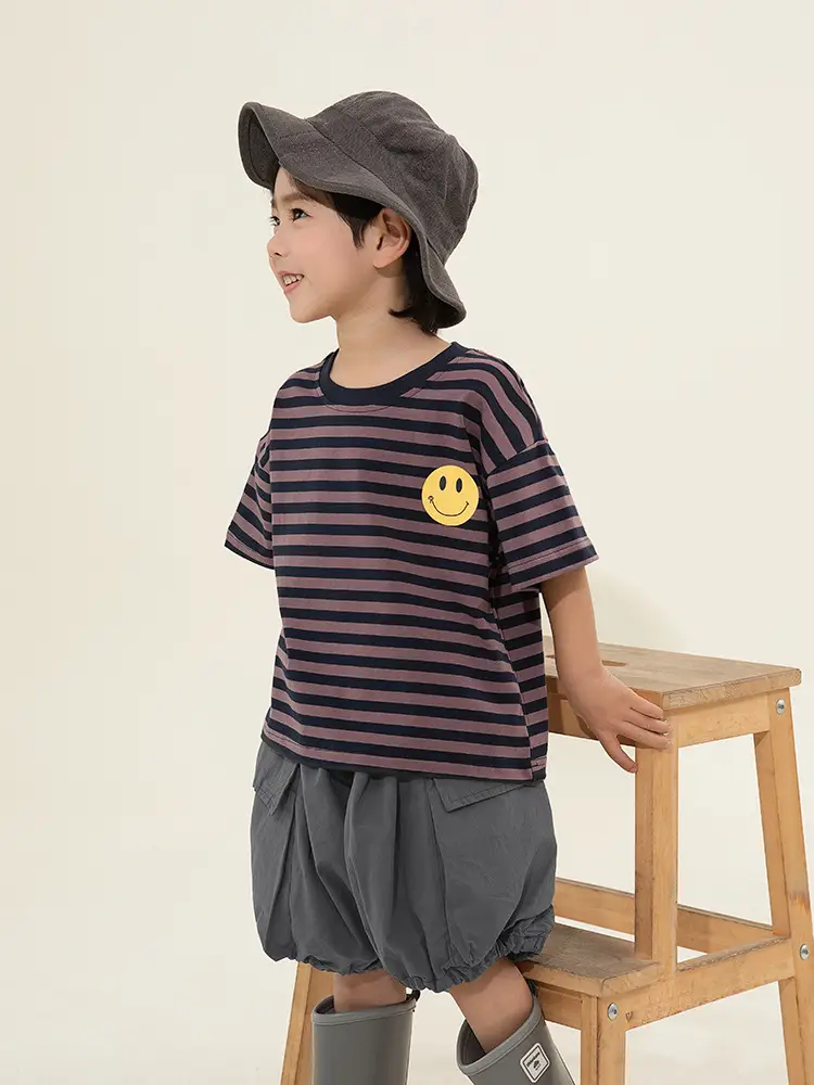 Boys Striped T-Shirt Shorts Set Korean Style Summer - Image 7