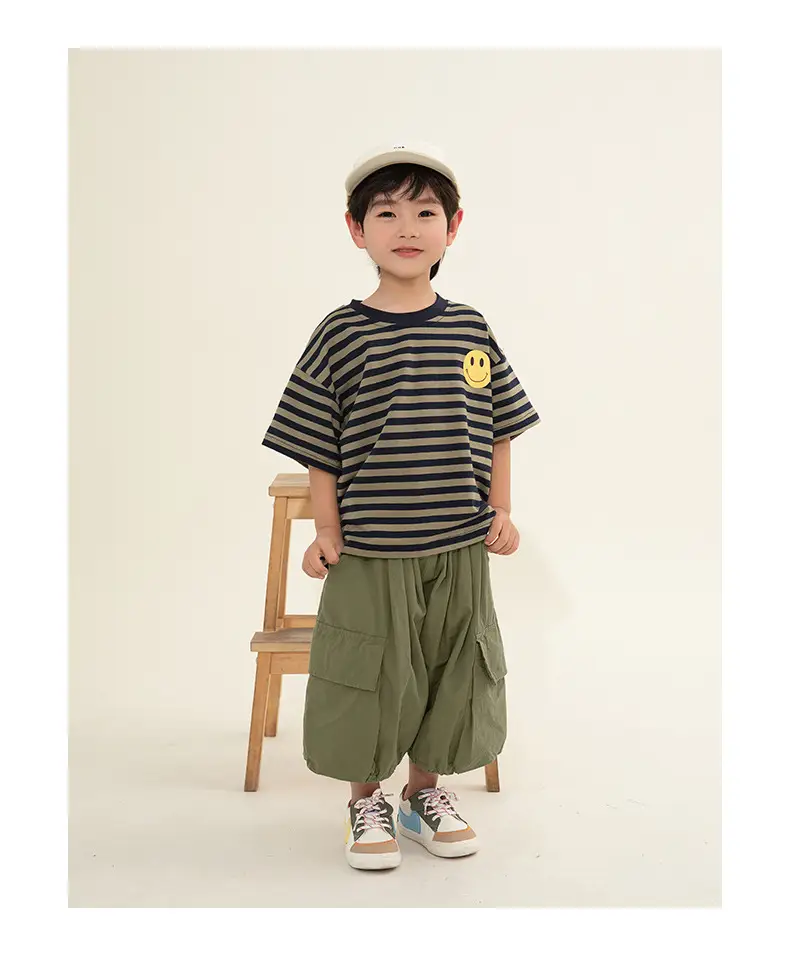 Boys Striped T-Shirt Shorts Set Korean Style Summer — feature 11