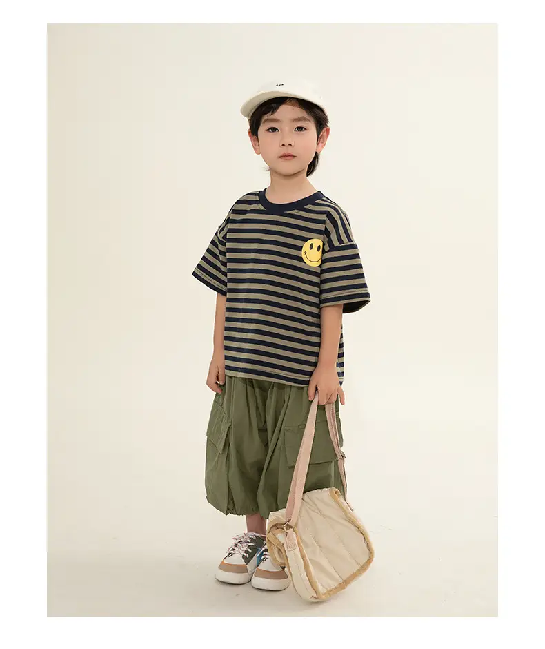 Boys Striped T-Shirt Shorts Set Korean Style Summer — feature 12
