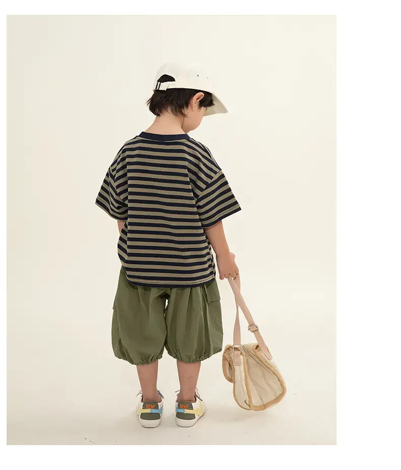 Boys Striped T-Shirt Shorts Set Korean Style Summer — feature 14