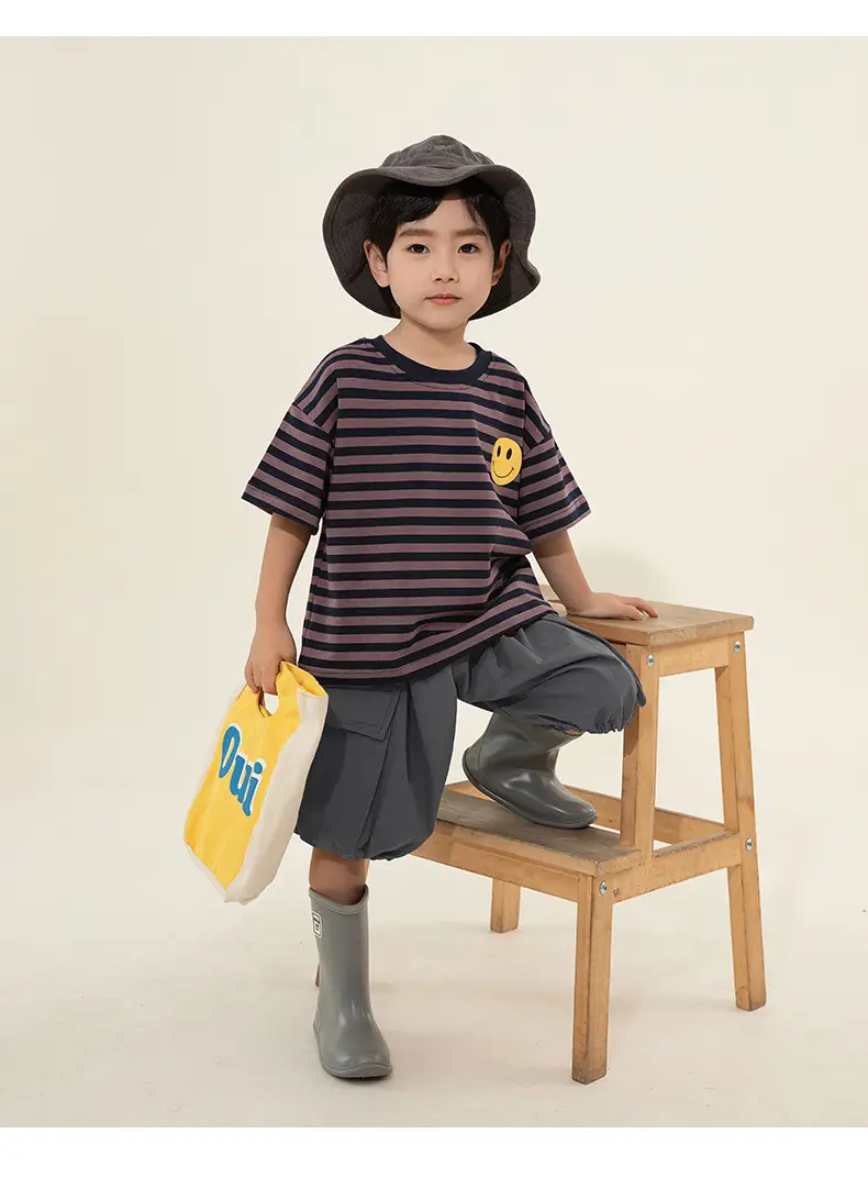 Boys Striped T-Shirt Shorts Set Korean Style Summer — feature 16