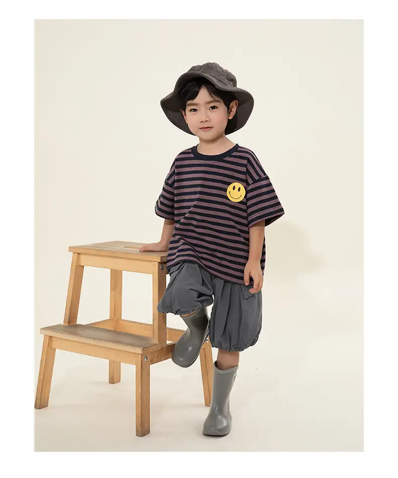 Boys Striped T-Shirt Shorts Set Korean Style Summer — feature 18