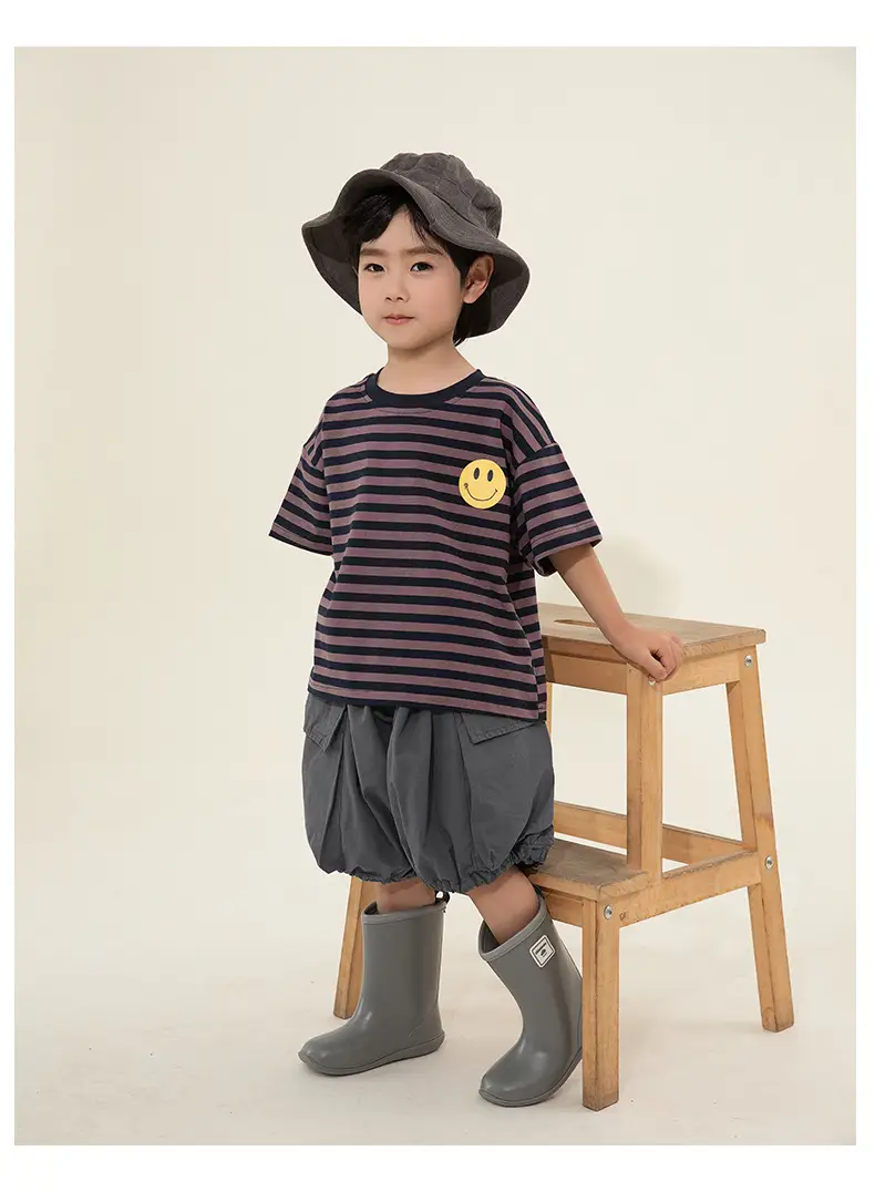 Boys Striped T-Shirt Shorts Set Korean Style Summer — feature 19