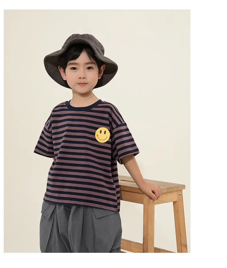 Boys Striped T-Shirt Shorts Set Korean Style Summer — feature 20