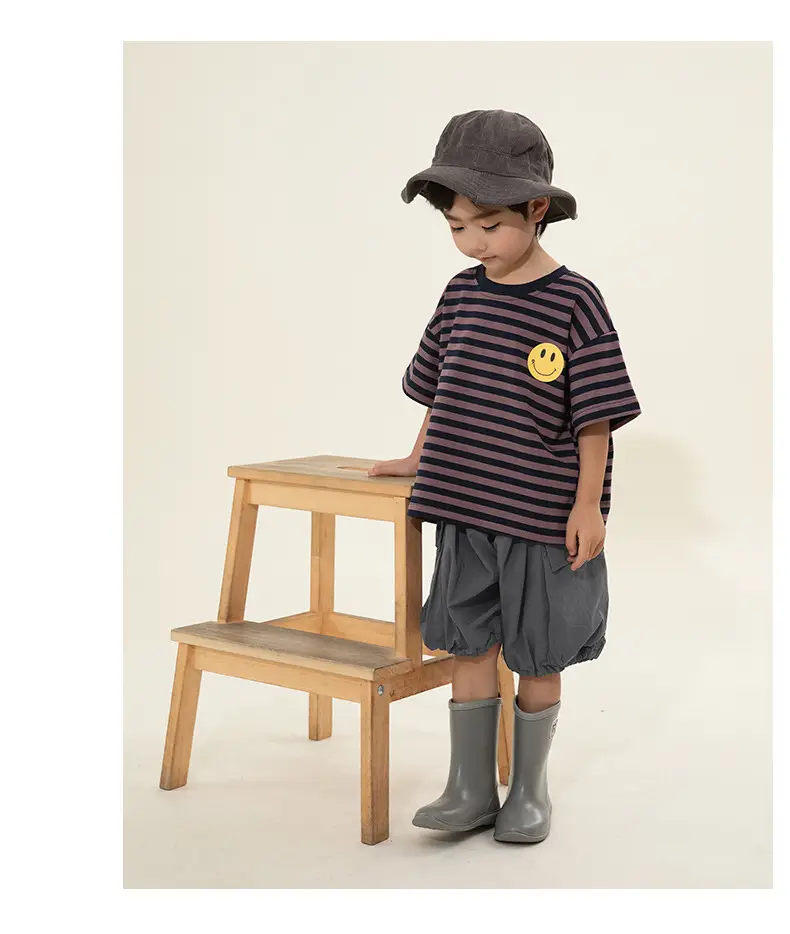 Boys Striped T-Shirt Shorts Set Korean Style Summer — feature 21