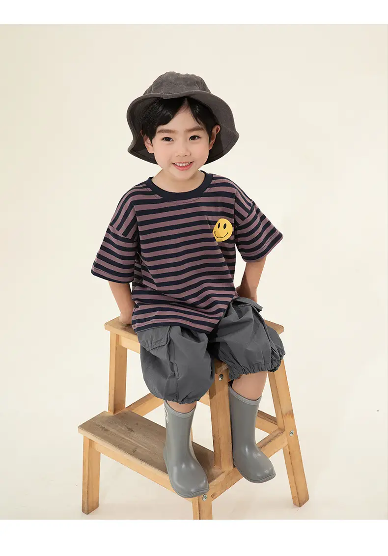 Boys Striped T-Shirt Shorts Set Korean Style Summer — feature 22