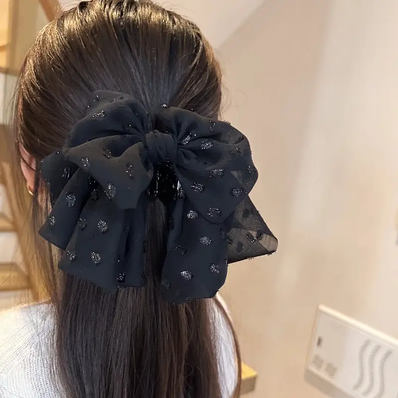 Black Star Hairpin with Bow Clip for Women