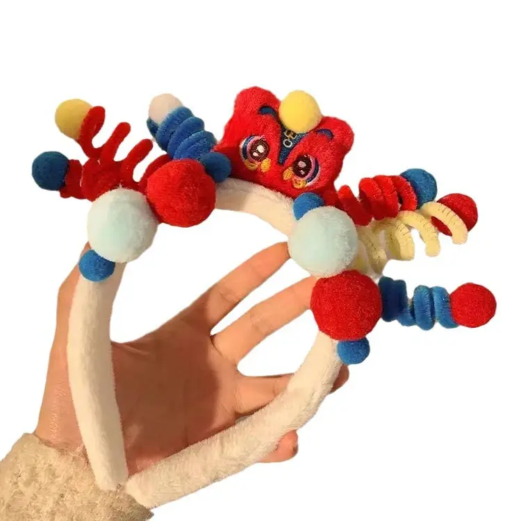 New Year Lion Dance Hat with Colorful Pom Pom - Image 16