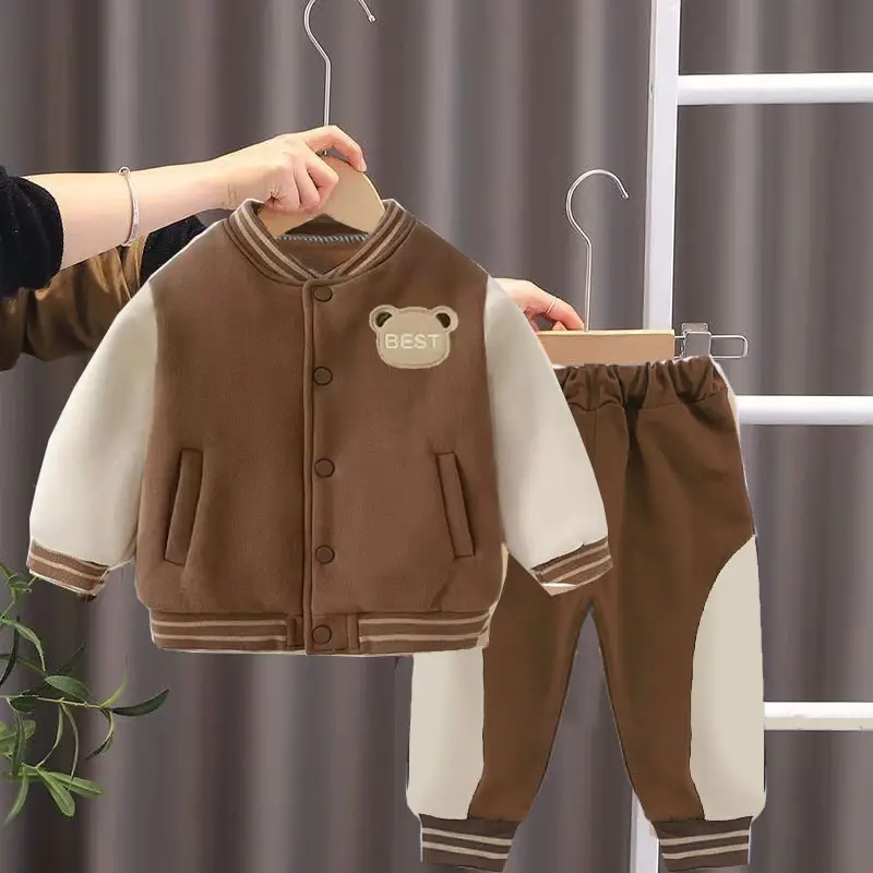 Baby Boy Baseball Jacket Set Beige White 0-5Yrs - Image 13