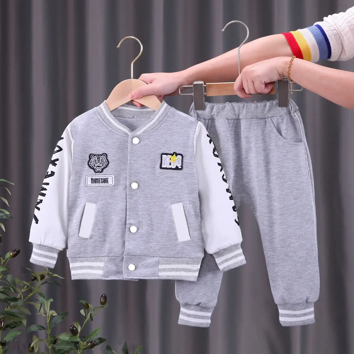Baby Boy Baseball Jacket Set Beige White 0-5Yrs — feature 21