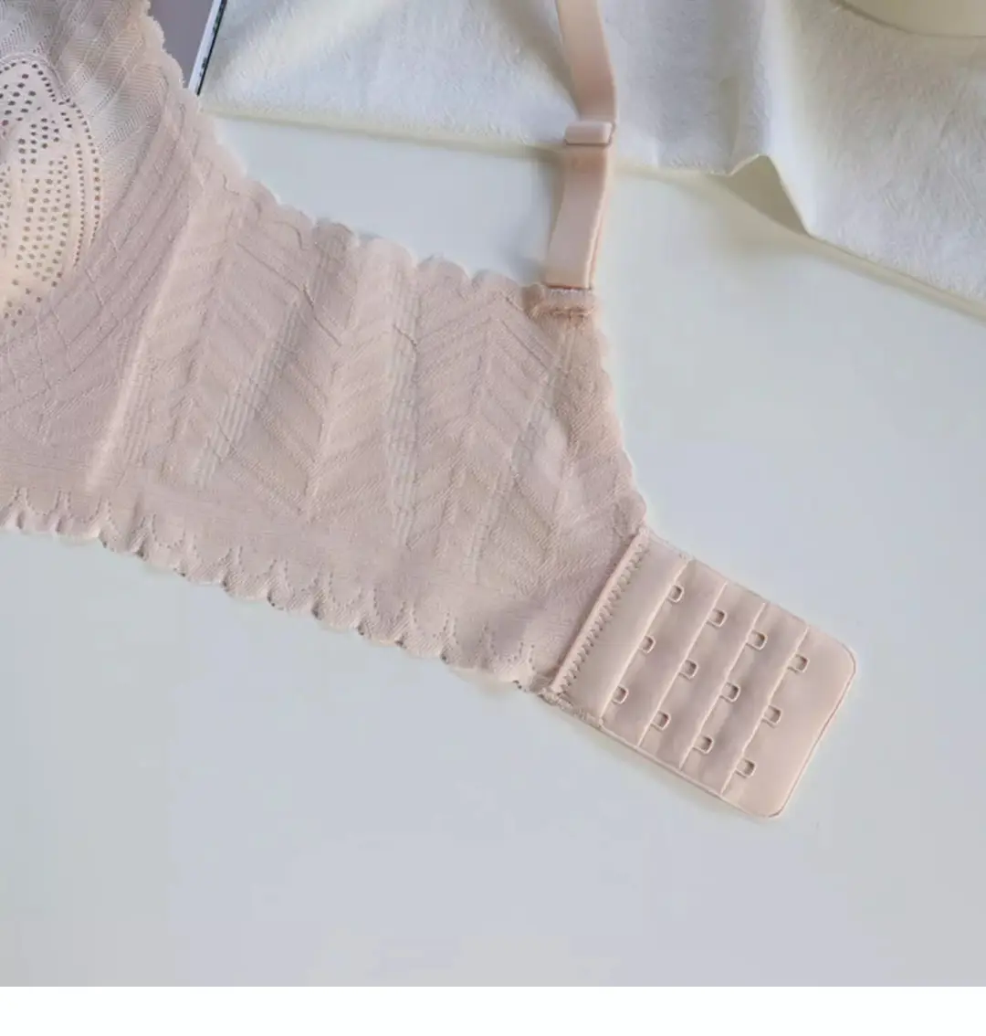 Summer lightweight seamless breathable underwear big chest small comfortable push up breast collection without steel ring lace latex bra — feature 19