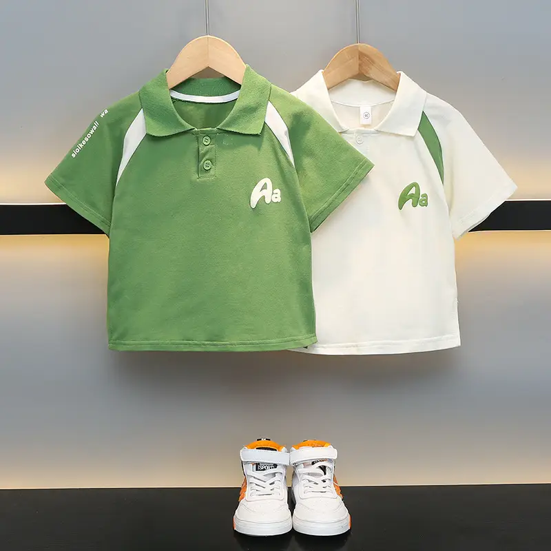 Boys Cotton Polo Shirt White Green 2025 - Image 3