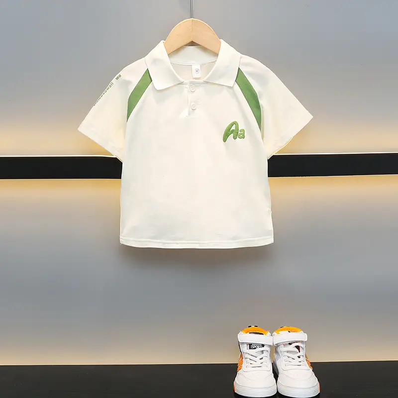 Boys Cotton Polo Shirt White Green 2025 - Image 4