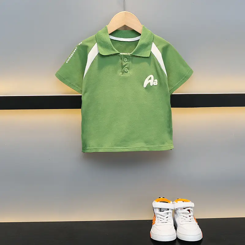 Boys Cotton Polo Shirt White Green 2025 - Image 5