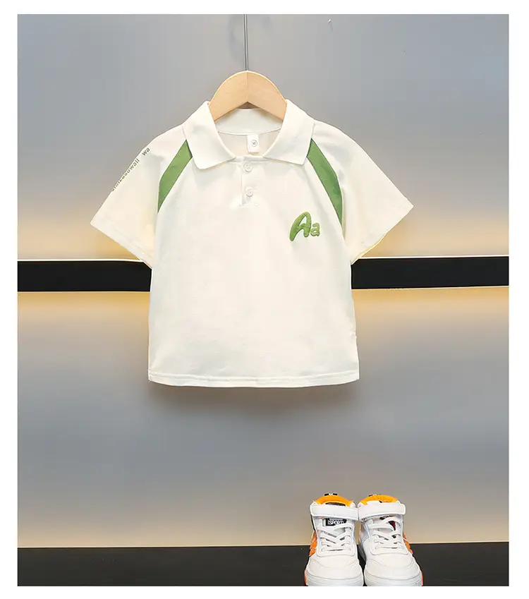 Boys Cotton Polo Shirt White Green 2025 — feature 12