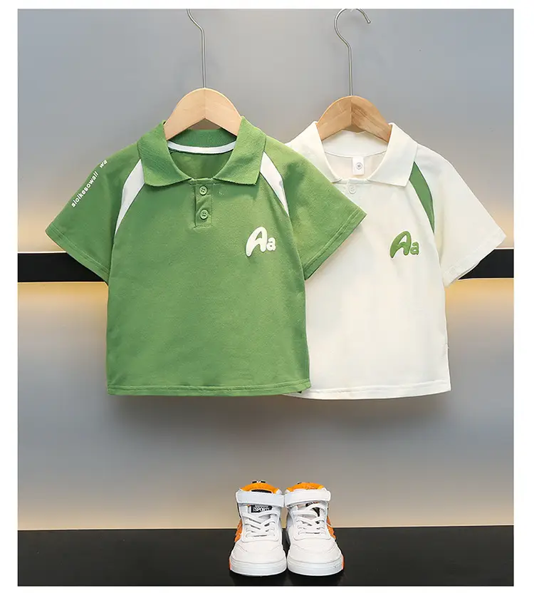 Boys Cotton Polo Shirt White Green 2025 — feature 13