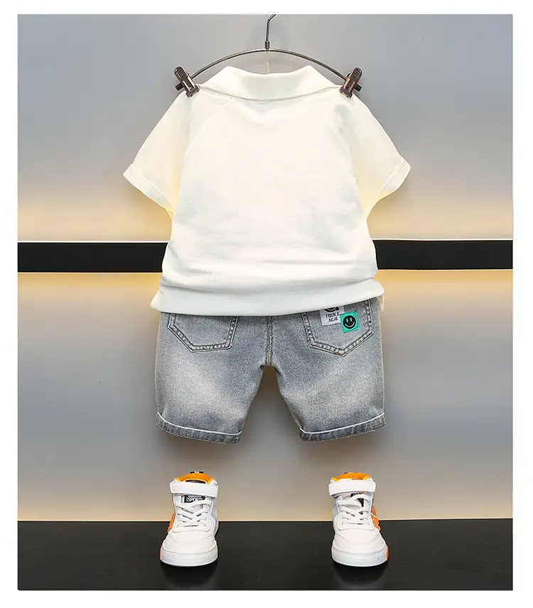 Boys Cotton Polo Shirt White Green 2025 — feature 15