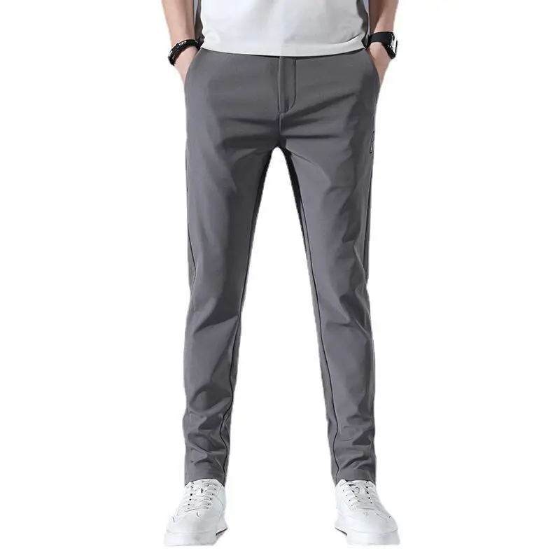 Men Ice Silk Straight Leg Pants Dark Grey - Image 10