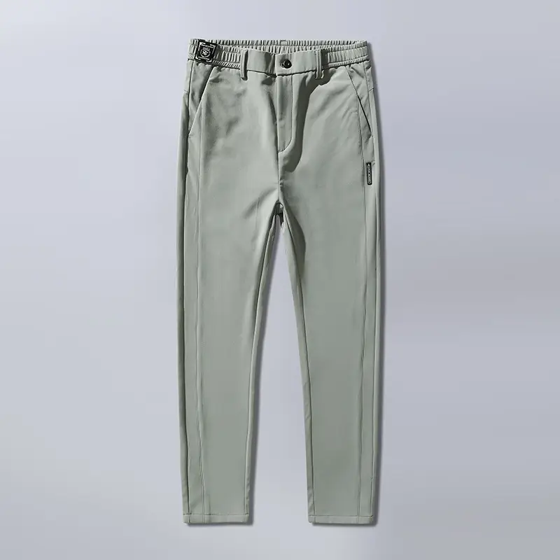 Men Ice Silk Straight Leg Pants Dark Grey - Image 5
